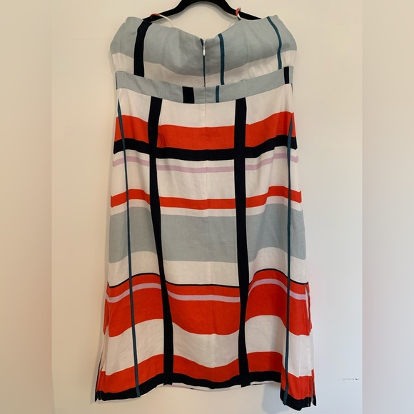 Ann Taylor Size 12 Picnic Striped Lined Spaghetti Strap Linen Dress - Picture 4 of 10